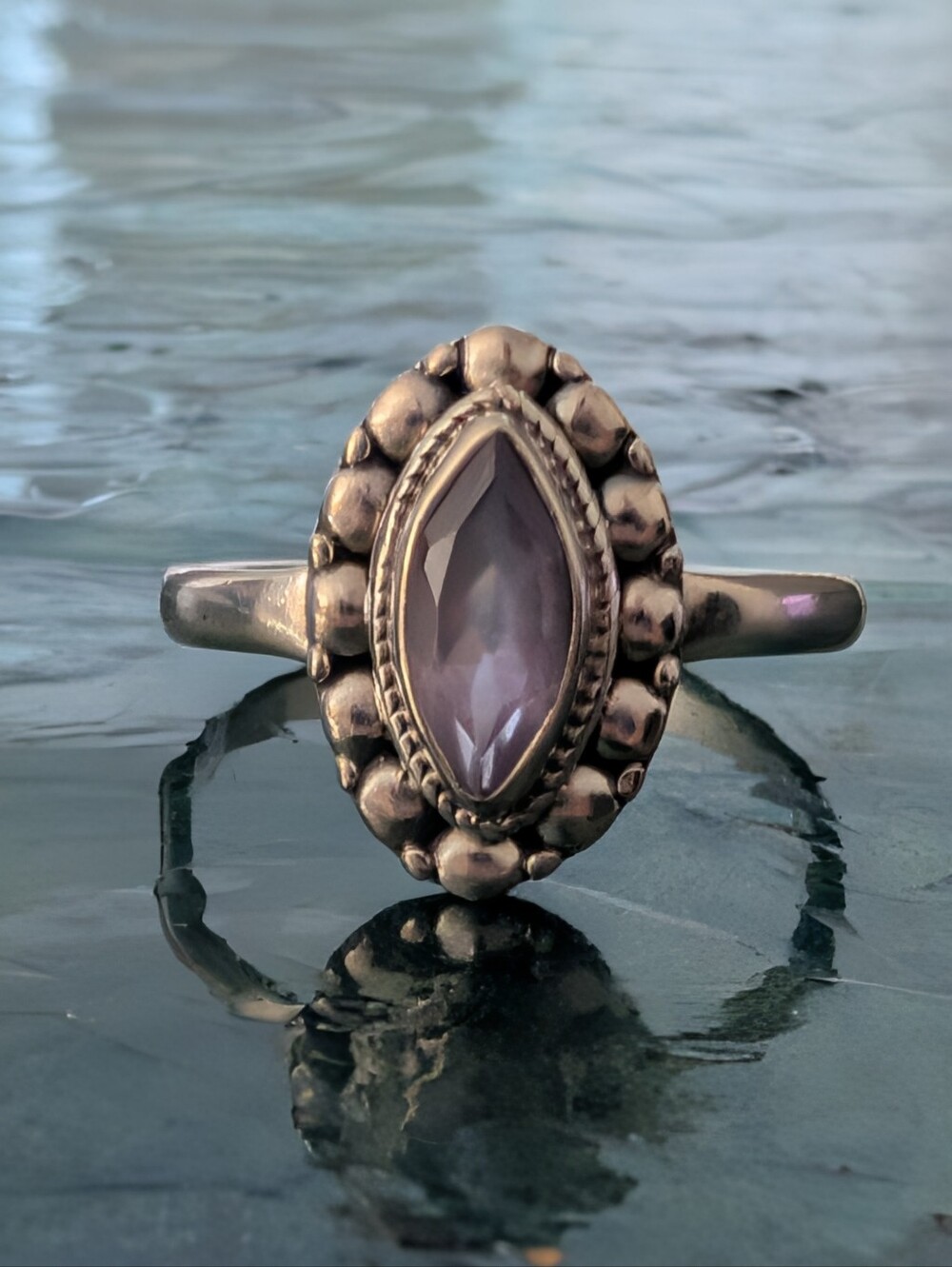 Sterling Silver Marquise Lavender Amethyst Natural Genuine Amethyst Ring Size 10